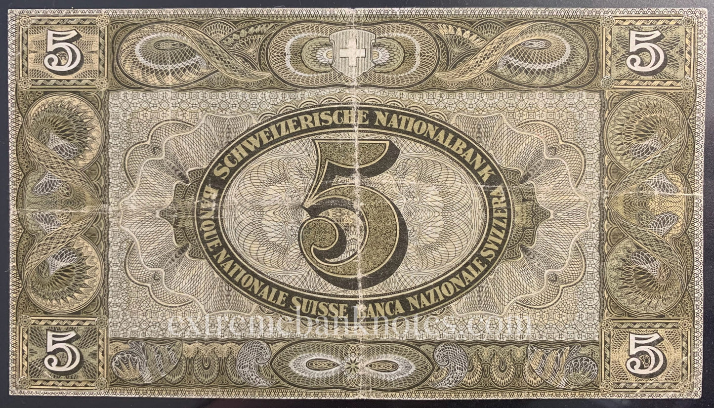 Switzerland 5 Francs 1946 P-11l VF