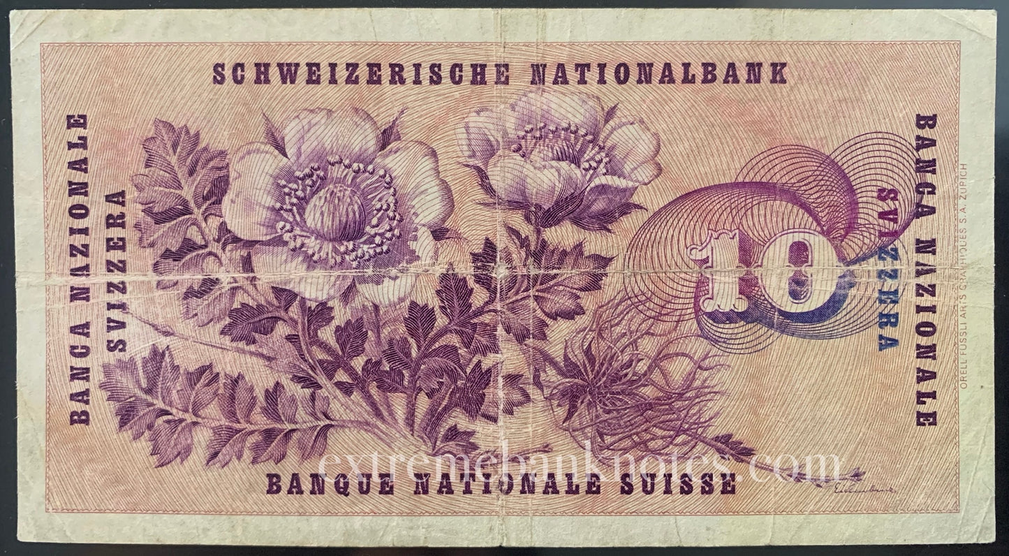 Switzerland 10 Francs 1965 P-45j VF