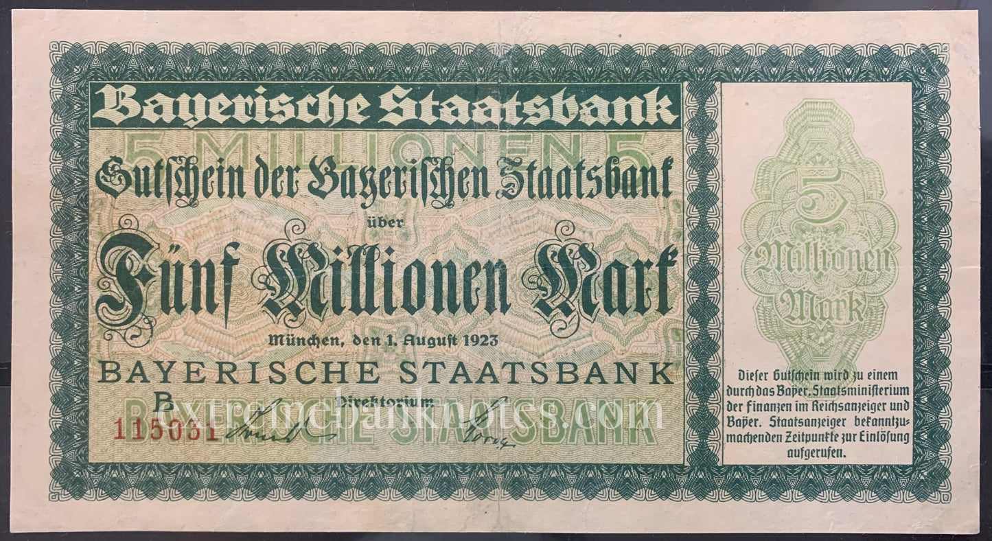 Germany 5 000 000 Mark 1923 VF
