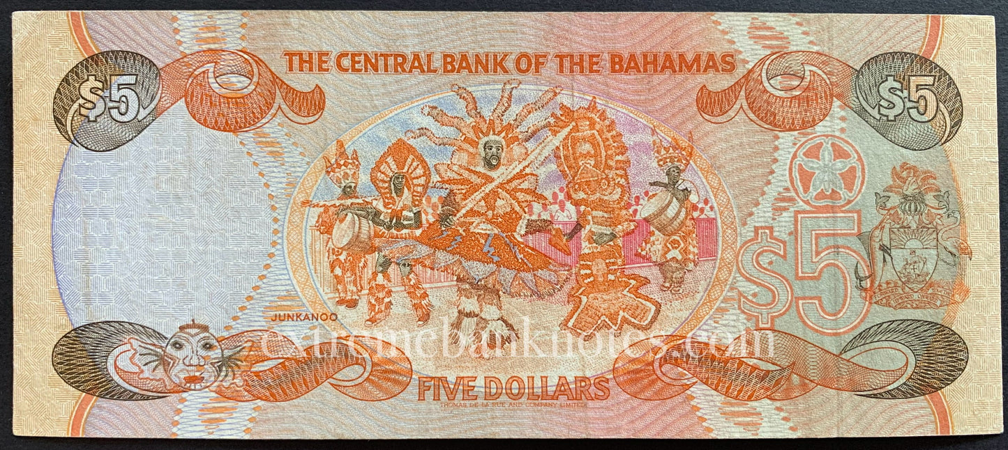Bahamas 5 Dollars ND (1995) P-52 F+