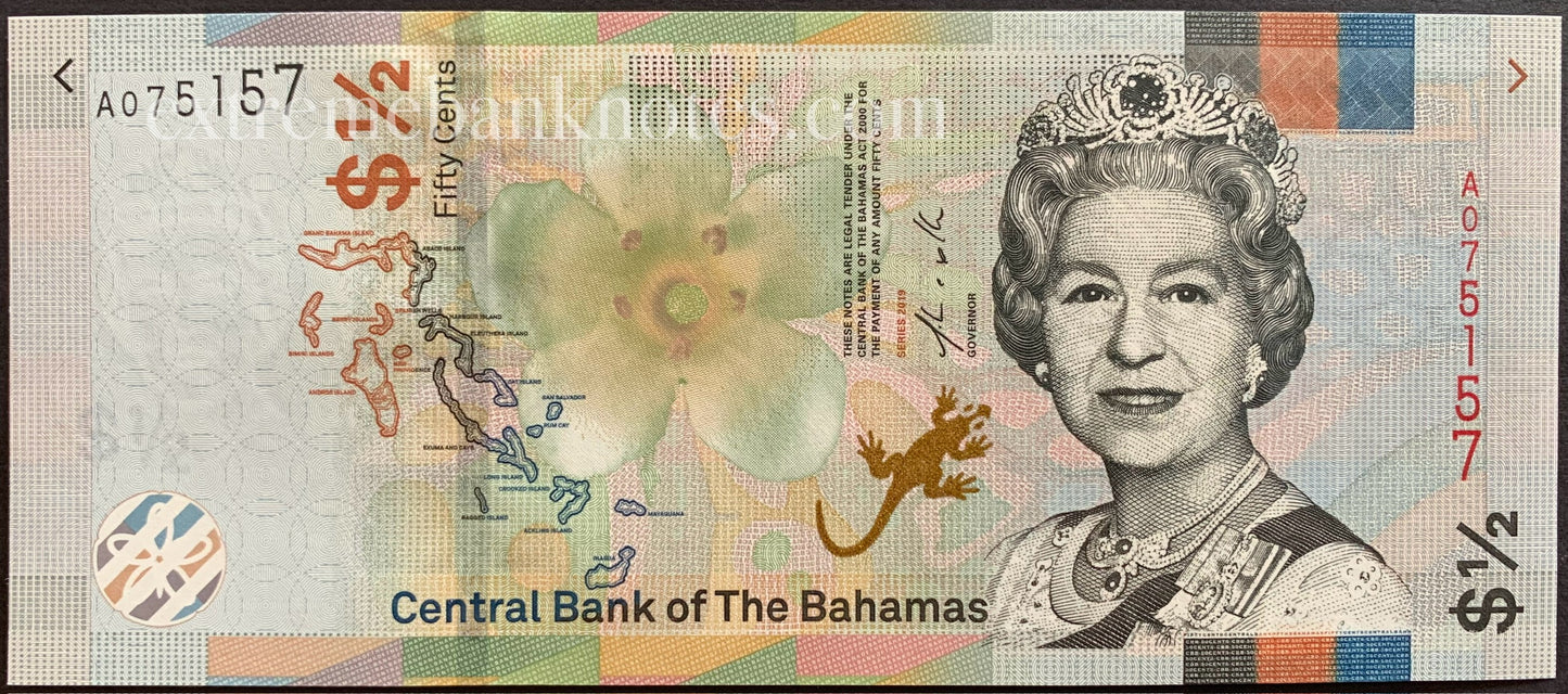 Bahamas 50 Cents 2019 P-77A UNC