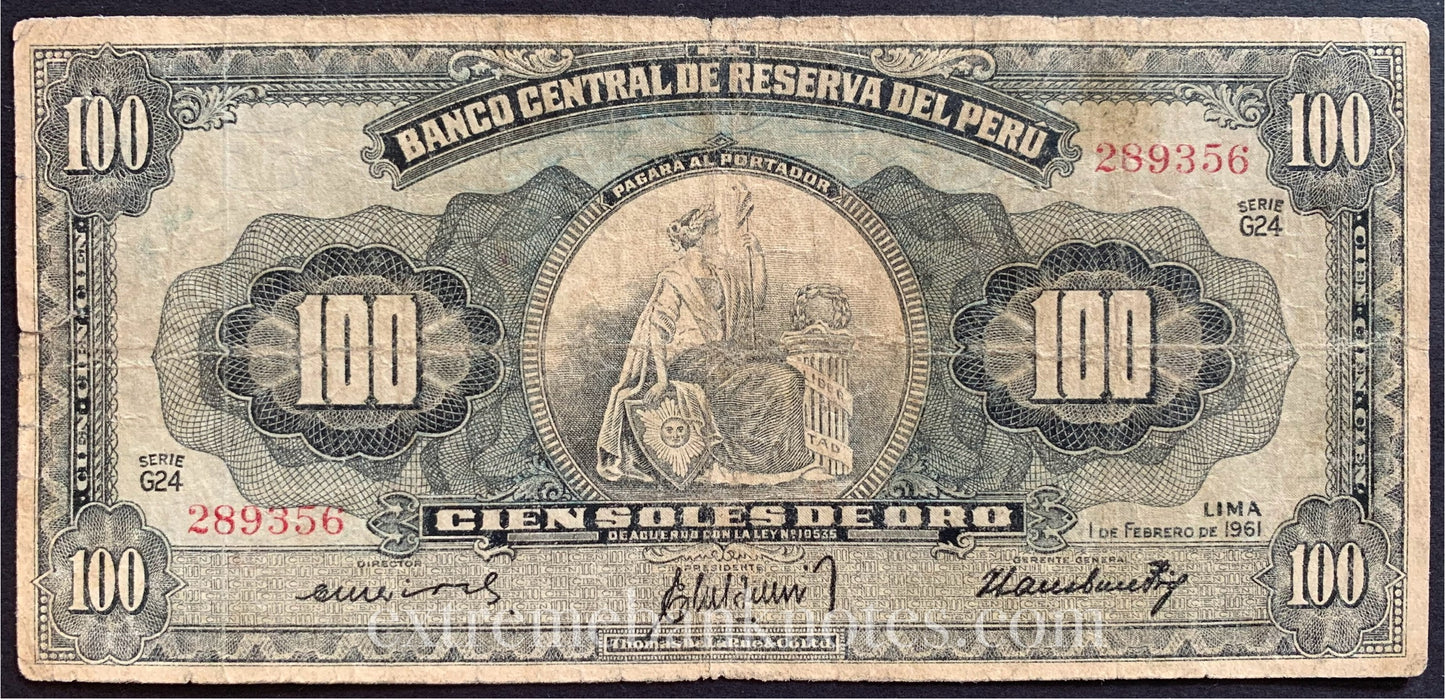 Peru 100 Soles de Oro 1961 P-79c F