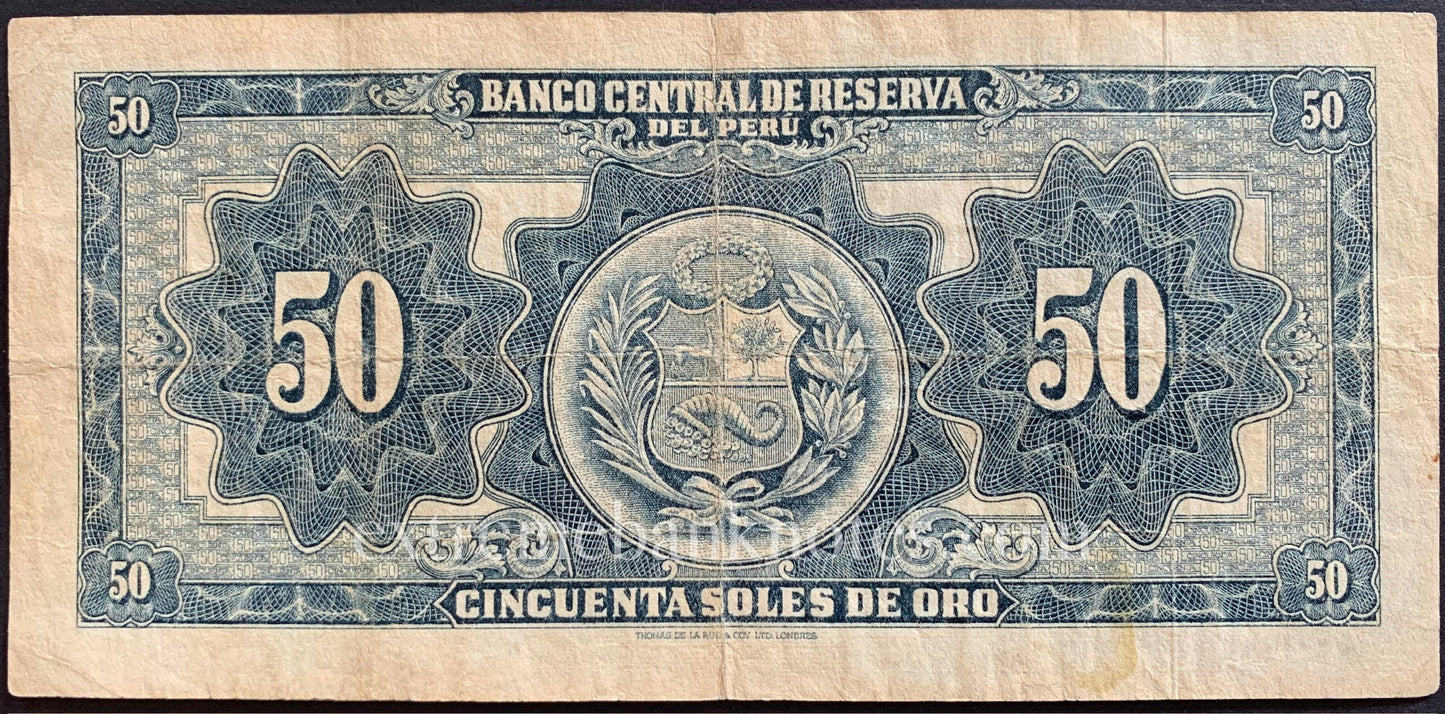 Peru 50 Soles de Oro 1959 P-78 VF