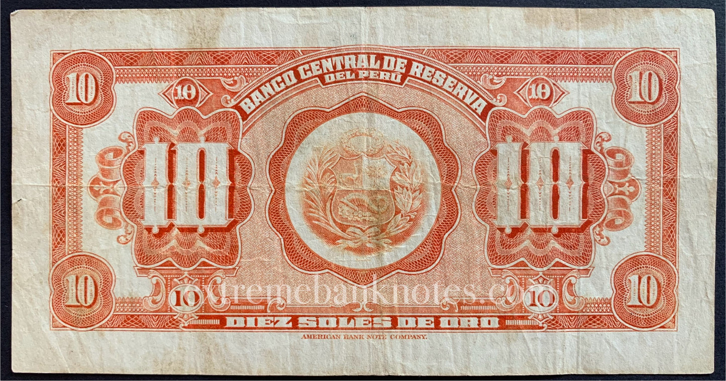 Peru 10 Soles de Oro 1965 P-88 VF