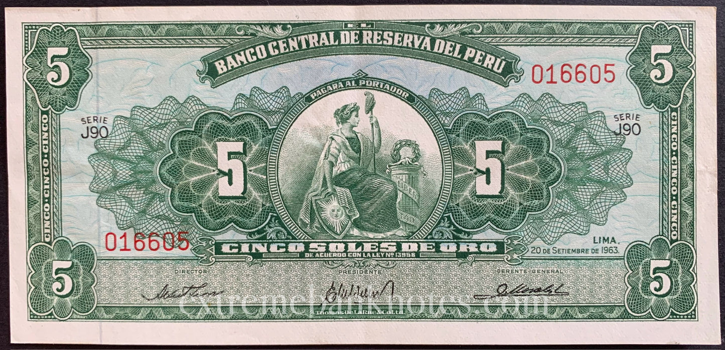 Peru 5 Soles de Oro 1963 P-83 XF