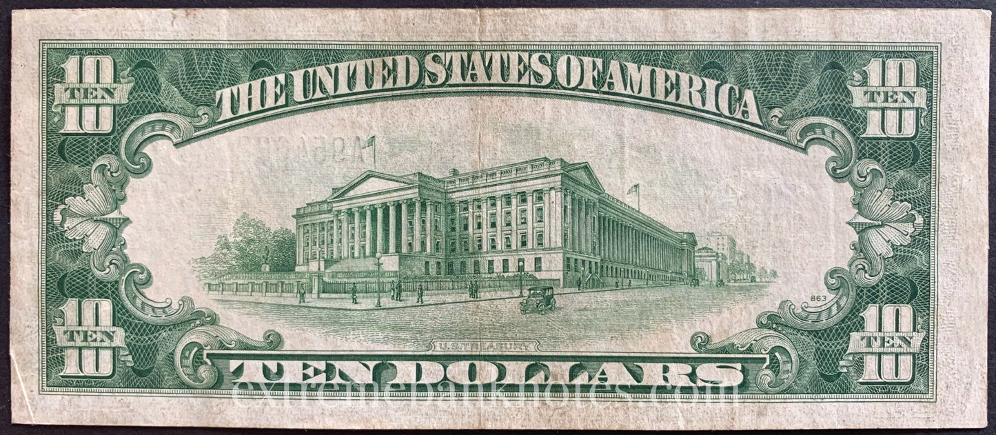 USA Silver Certificate 10 Dollars 1934 P-415Y VF yellow seal