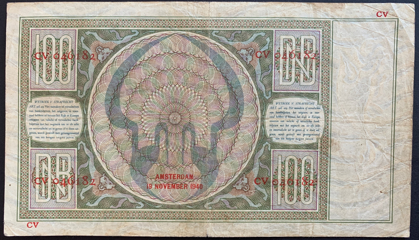 Netherlands 100 Gulden 1940 P-51b F+
