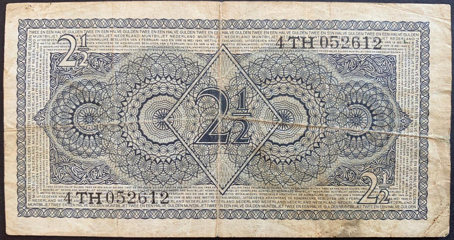 Netherlands 2 1/2 Gulden 1949 P-73 VF