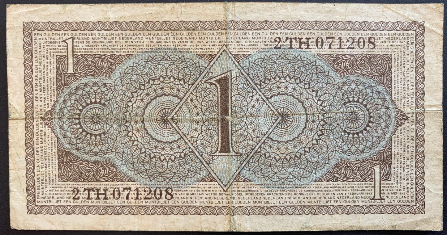Netherlands 1 Gulden 1949 P-72 VF