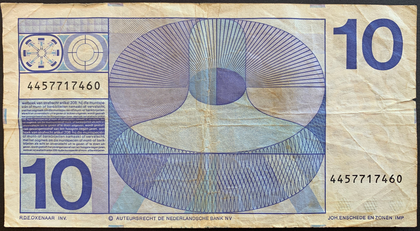 Netherlands 10 Gulden 1968 P-91b F