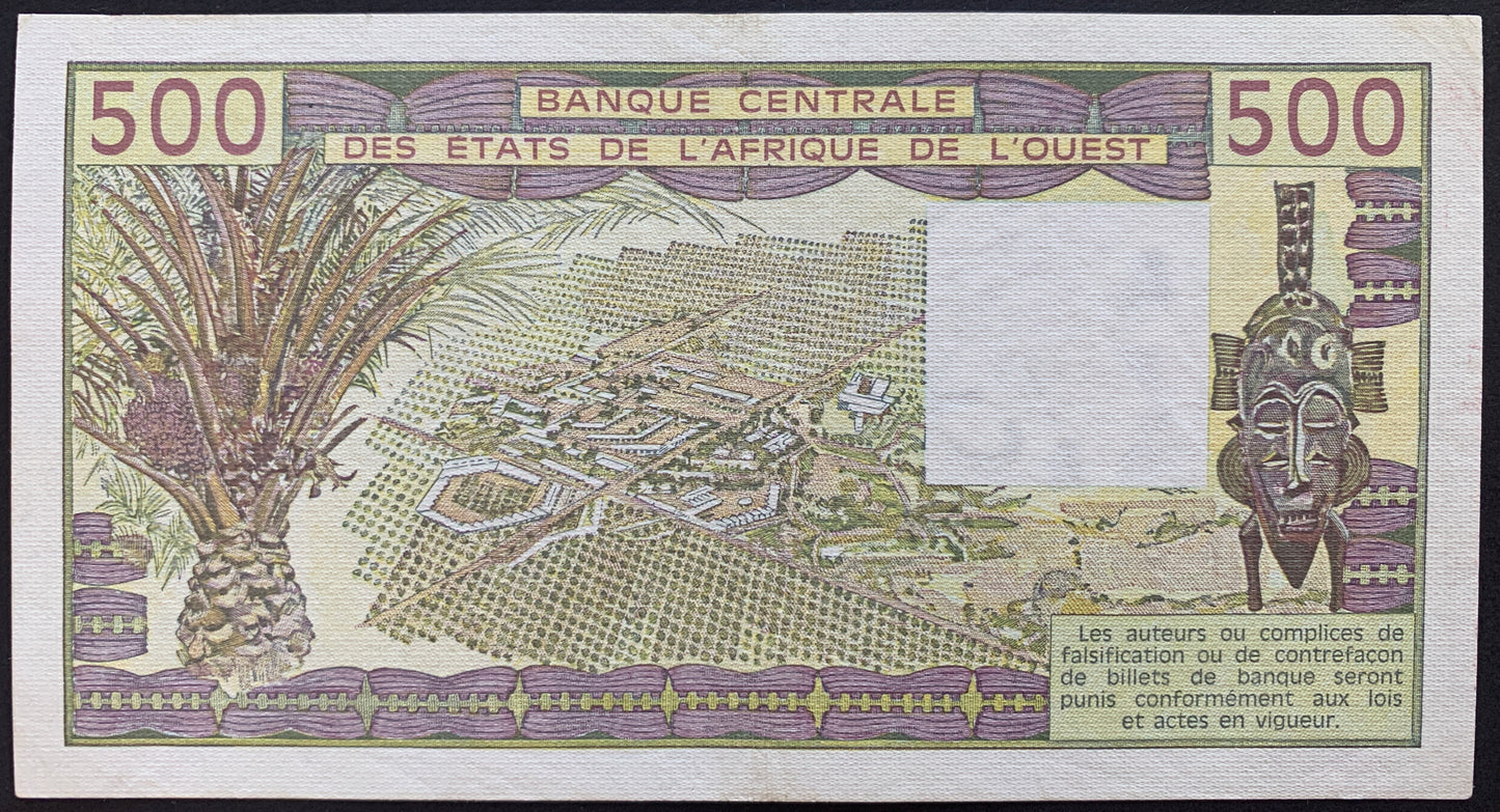 Western African States 500 Francs 1986 P-106Aj (Côte d'Ivoire) UNC