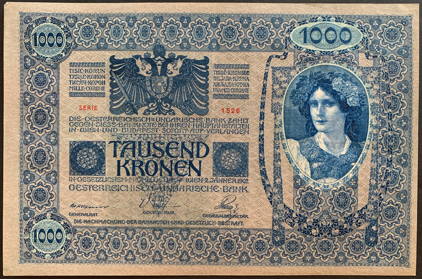 Austro-Hungary 1000 Kronen ND (1919) EF+