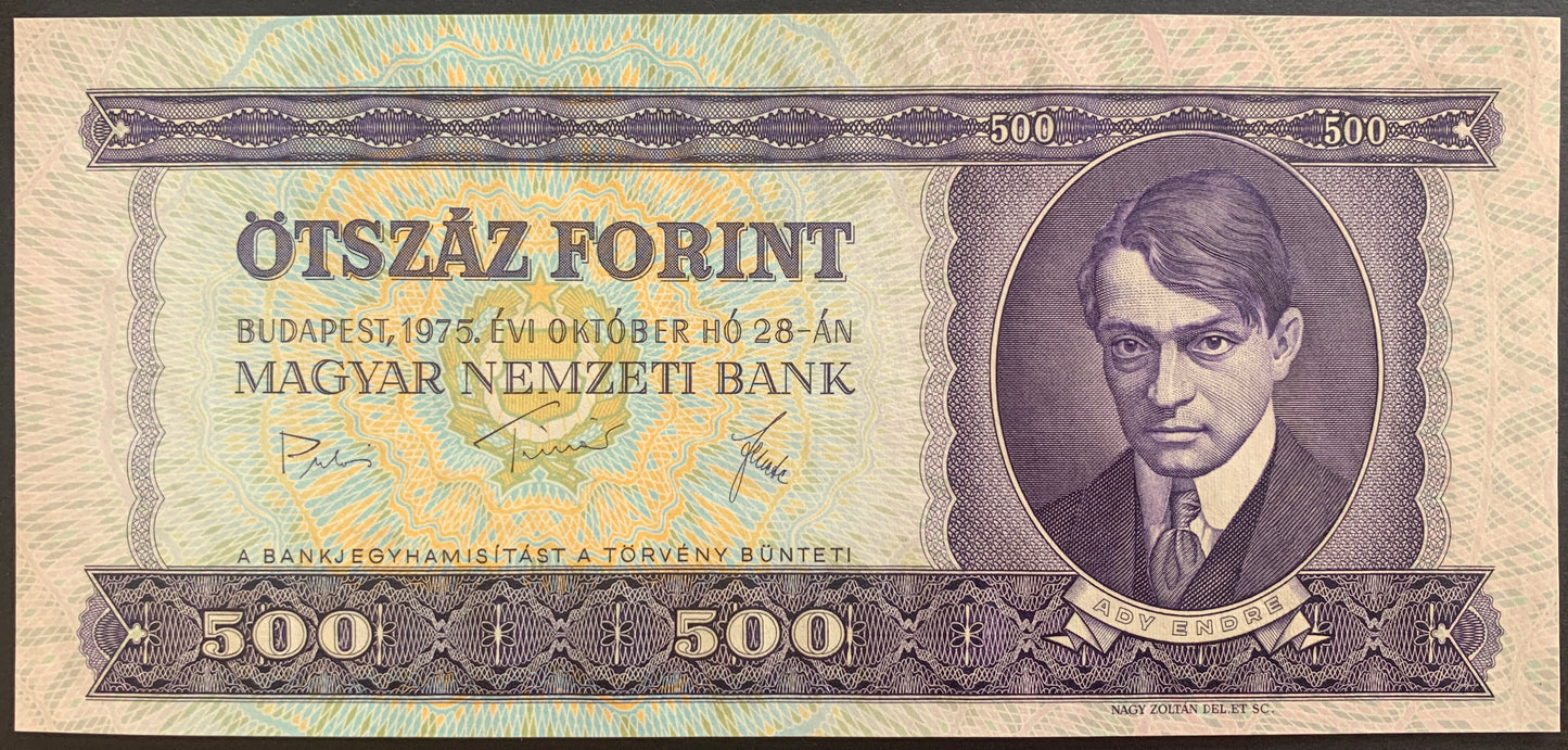 Hungary 500 Forint 1975 P-172b UNC