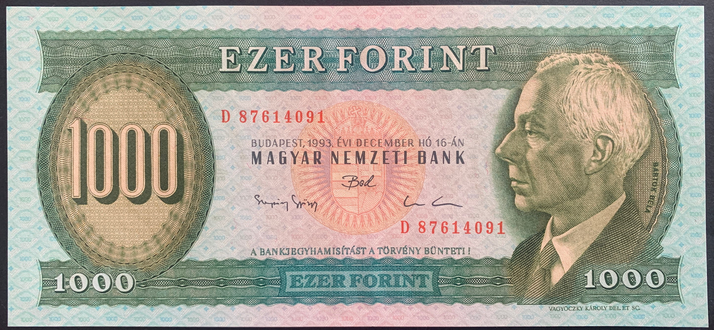 Hungary 1000 Forint 1993 P-176 UNC