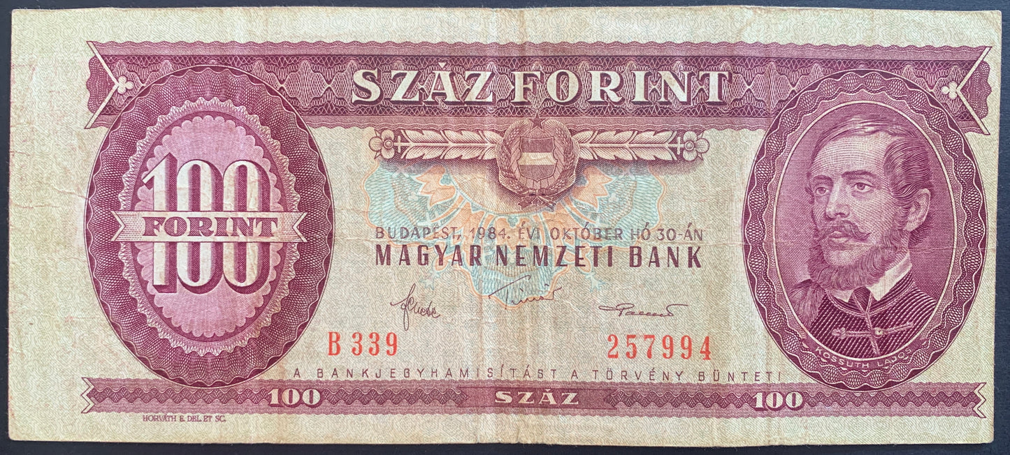 Hungary 100 Forint 1984 P-171g VF