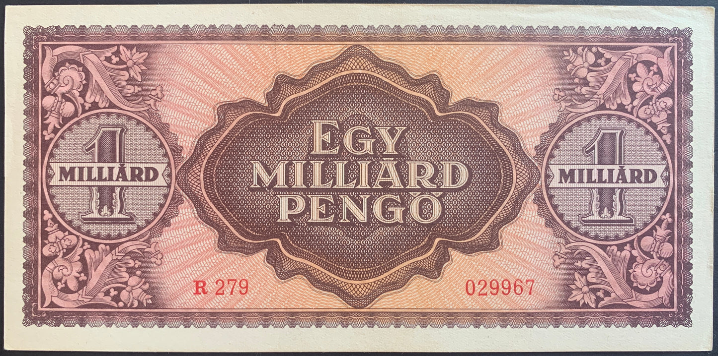 Hungary 1 billion Pengő 1946 (1,000,000,000 Pengos) P-125 AUNC CONSECUTIVE PAIR