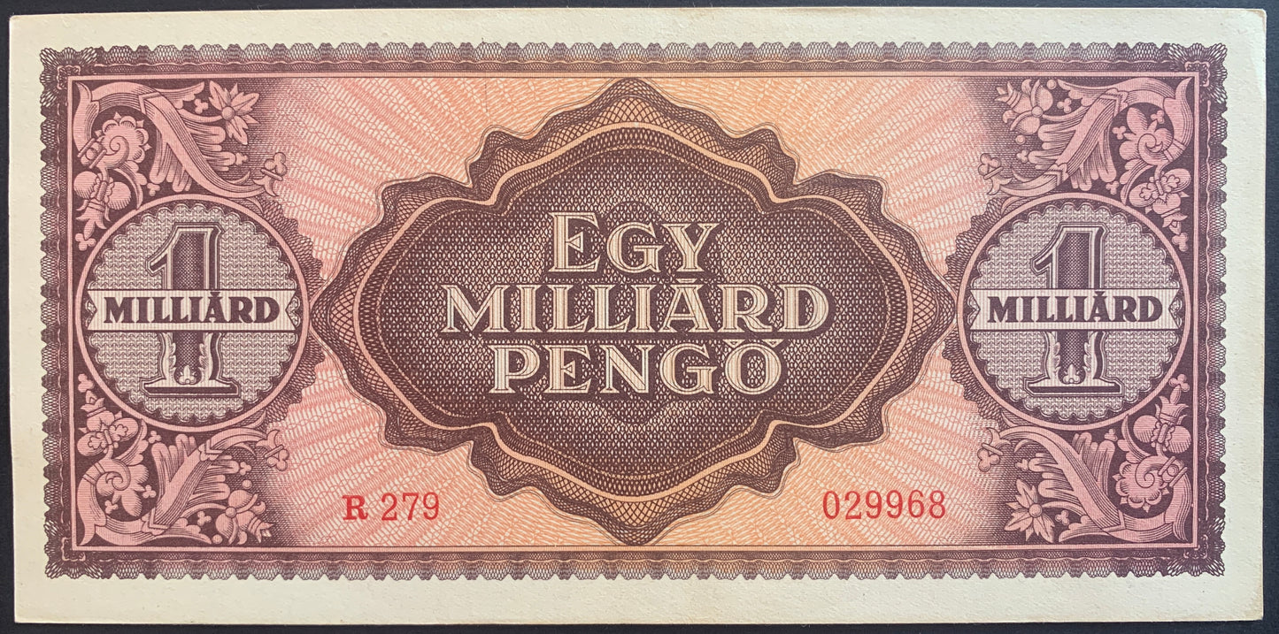 Hungary 1 billion Pengő 1946 (1,000,000,000 Pengos) P-125 AUNC CONSECUTIVE PAIR