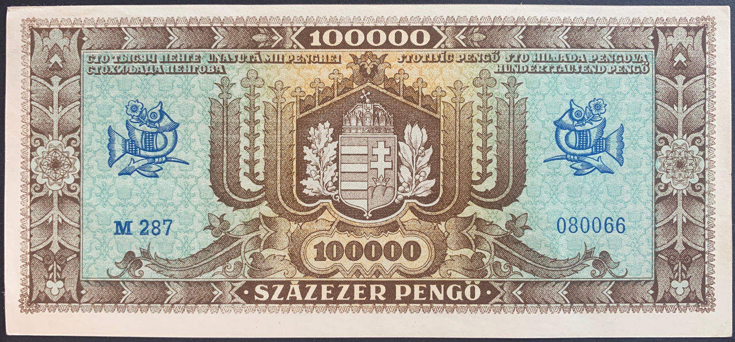 Hungary 100 000 Pengő 1945 P-121a AUNC