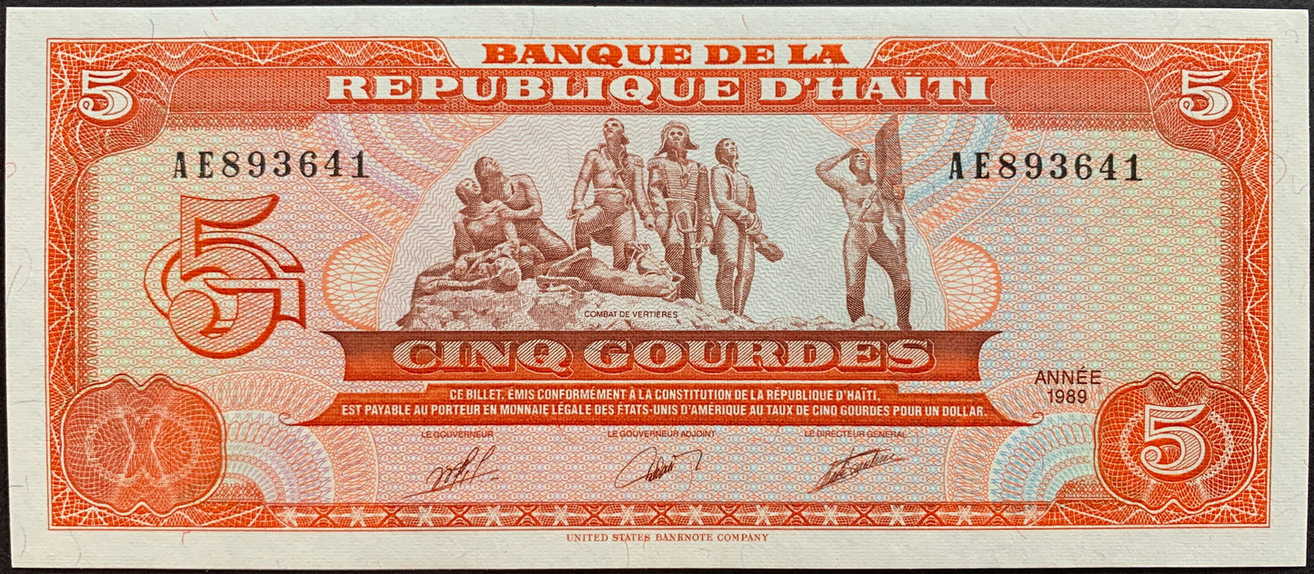 Haiti 5 Gourdes 1989 P-255 UNC