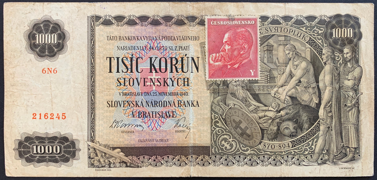 Czechoslovakia 1000 Korún ND (1945) P-56 VF