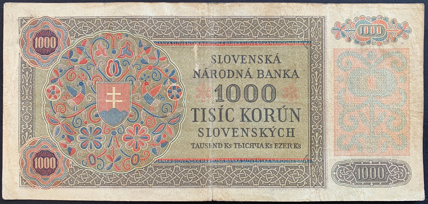 Czechoslovakia 1000 Korún ND (1945) P-56 VF