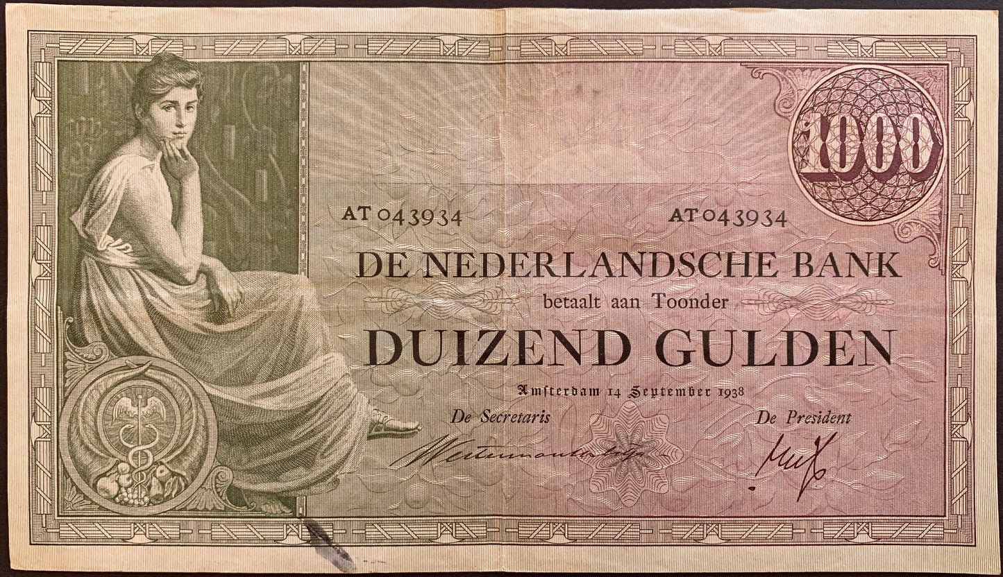 Netherlands 1000 Gulden 1938 P-48 VF