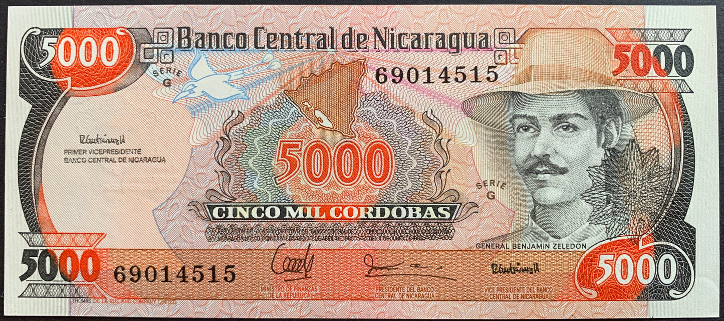 Nicaragua 5000 Cordobas 1985 P-146 UNC