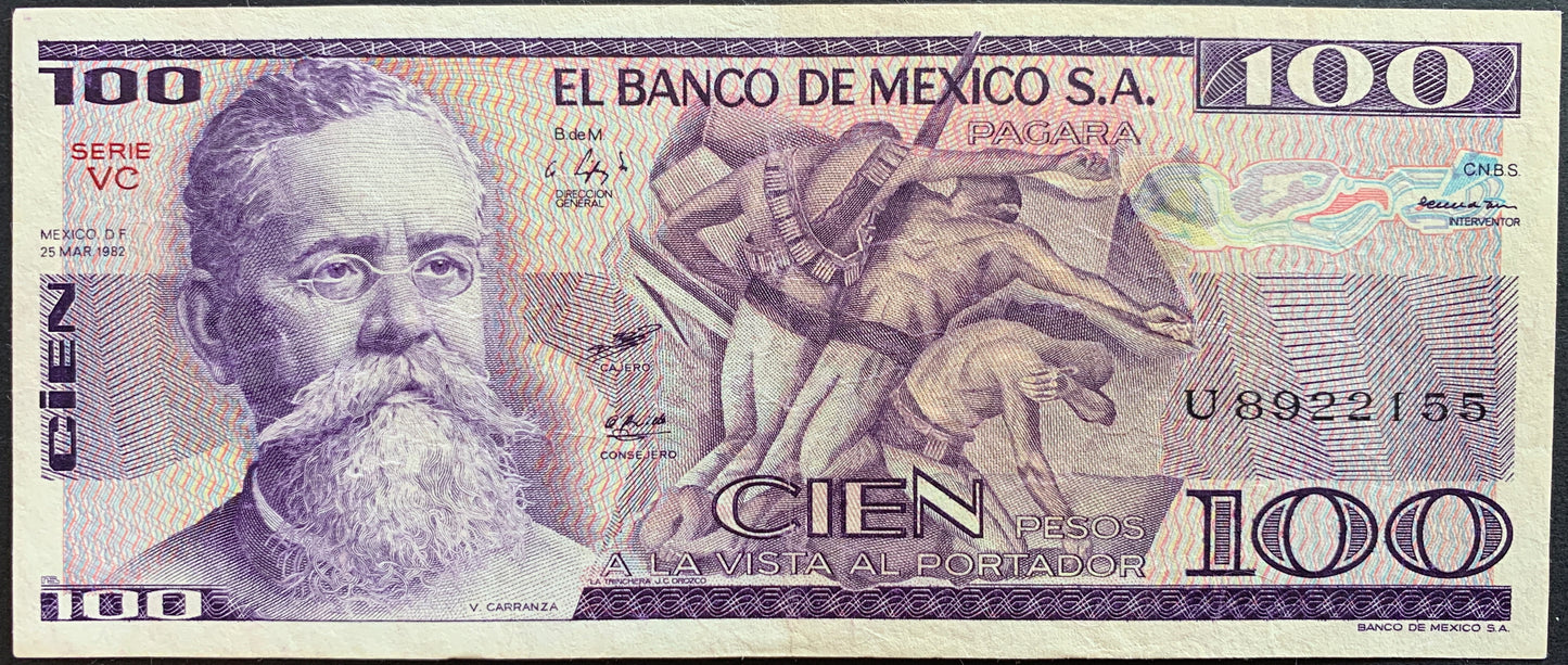 Mexico 100 Pesos 1982 P-74c XF