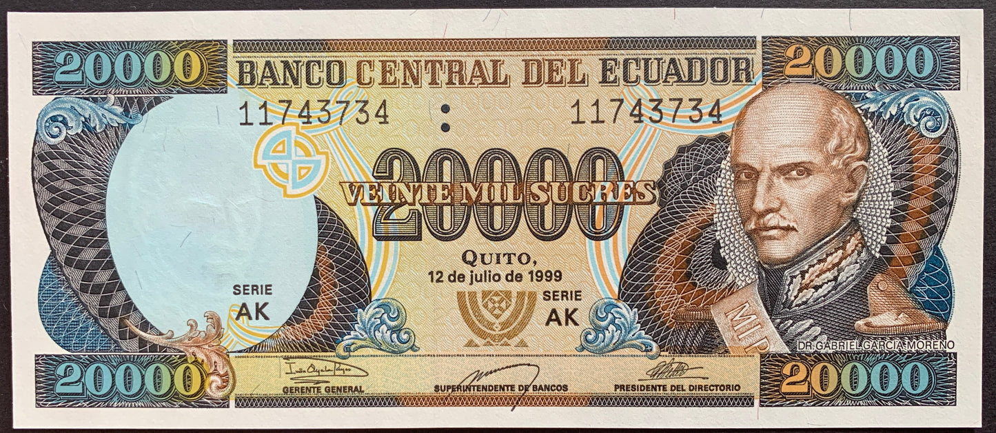 Ecuador 20000 Sucres 1999 P-129 AK UNC