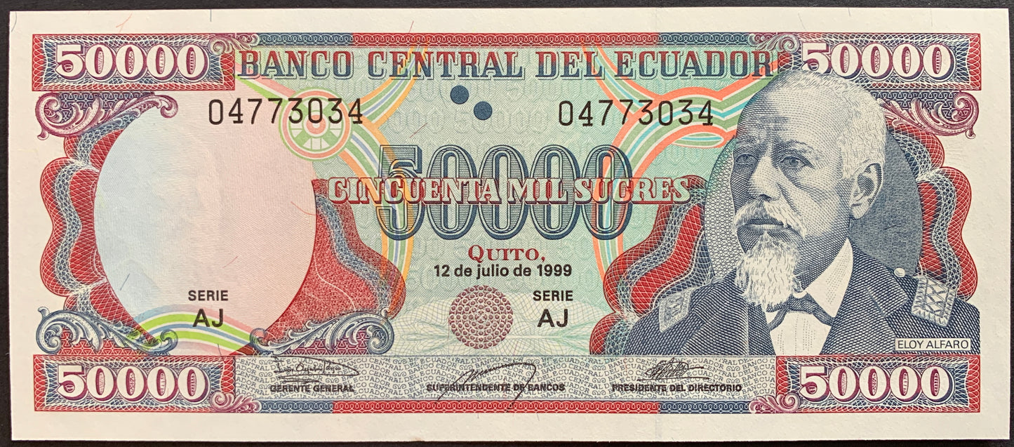 Ecuador 50000 Sucres 1999 P-130b UNC