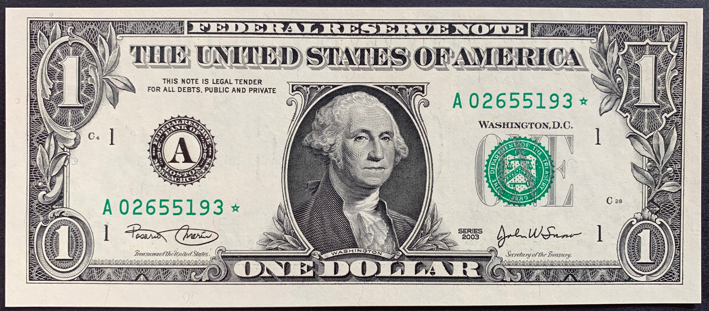 USA 1 Dollar 2003 C P-515a UNC A STAR ☆