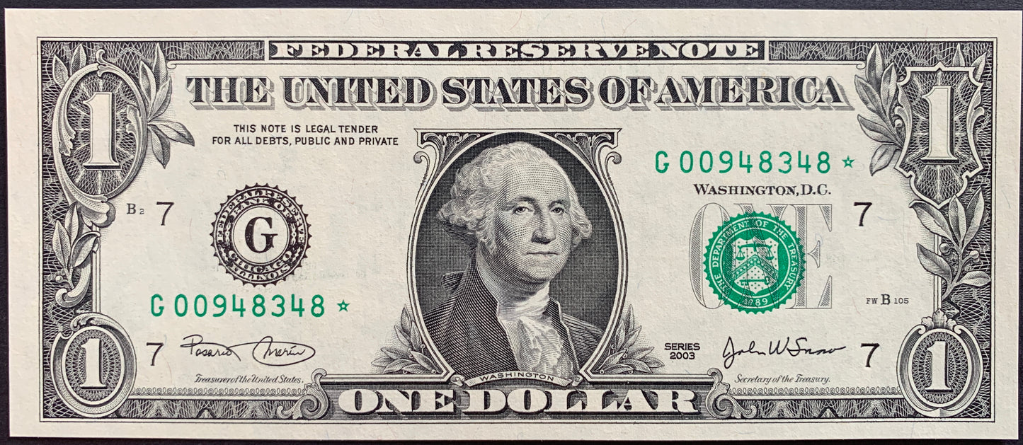 USA 1 Dollar 2003 B P-515a UNC G STAR ☆