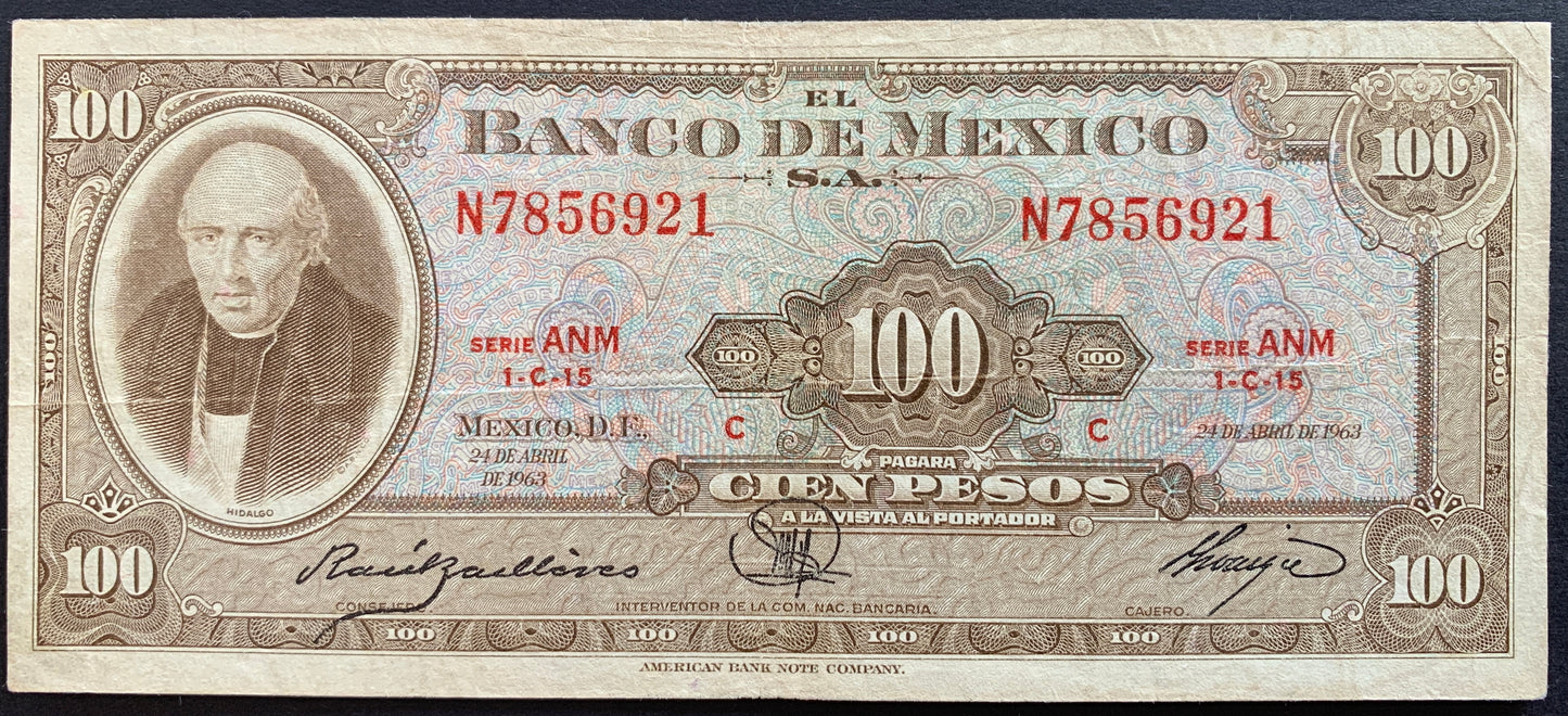 Mexico 100 Pesos 1963 P-61b VF