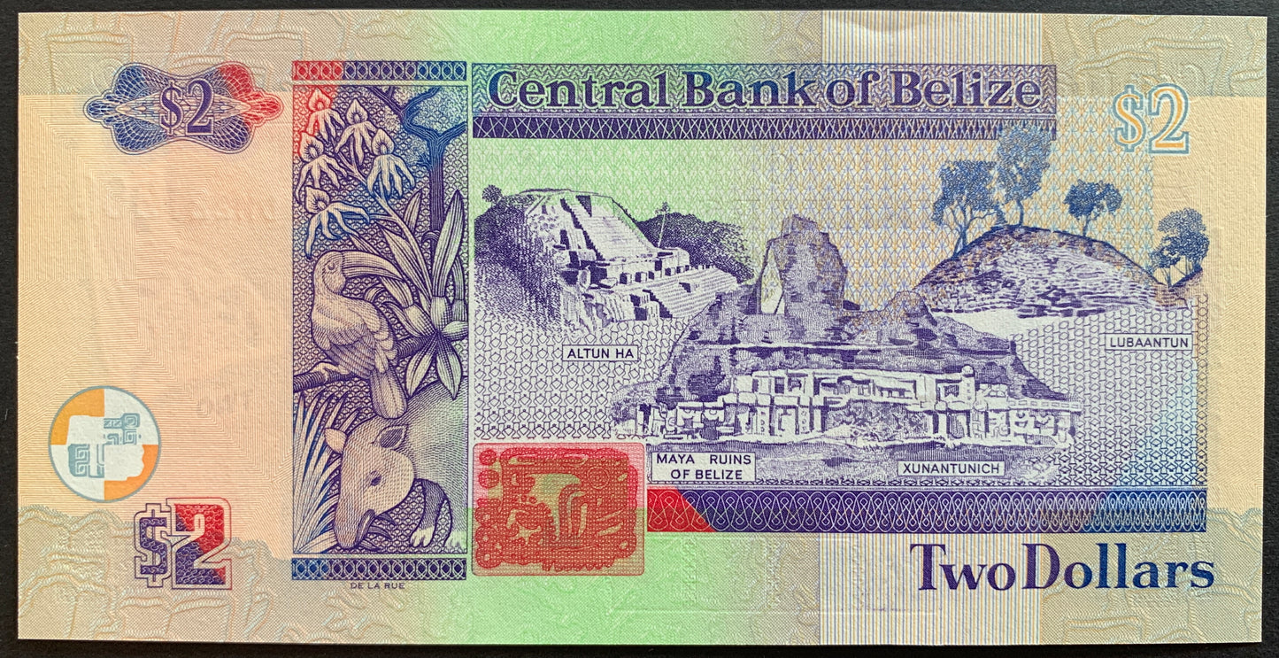 Belize 2 Dollars 2014 P-66e UNC