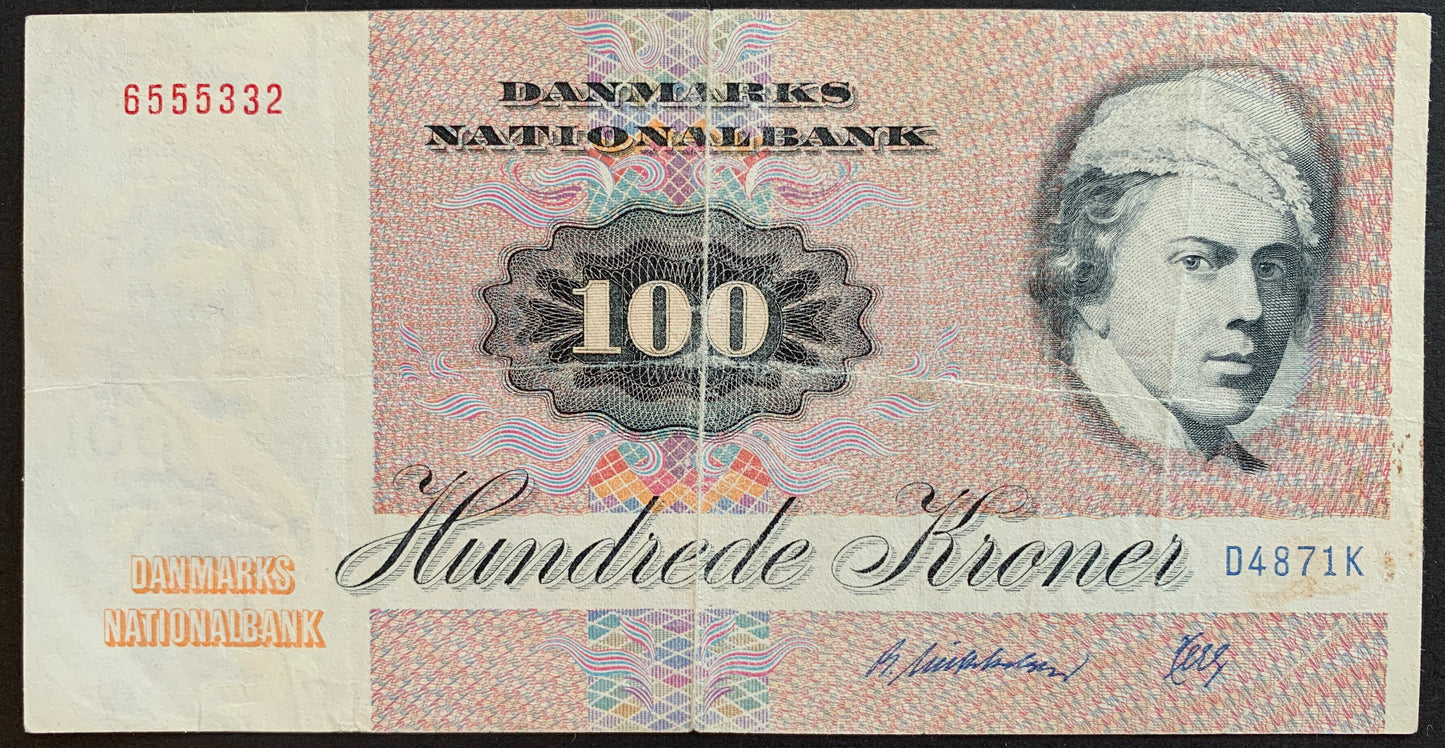 Denmark 100 Kroner 1987 P-51q VF