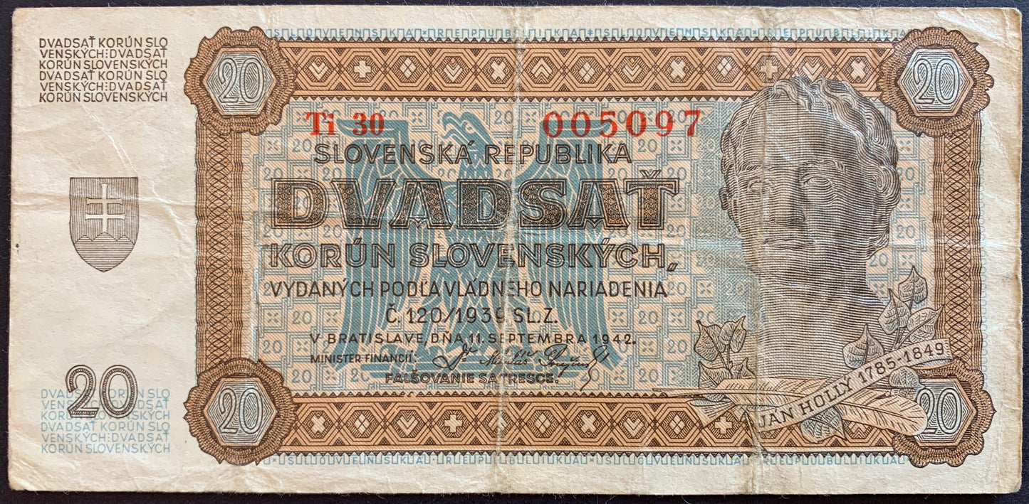Slovakia 20 Korún 1942 P-7 VF