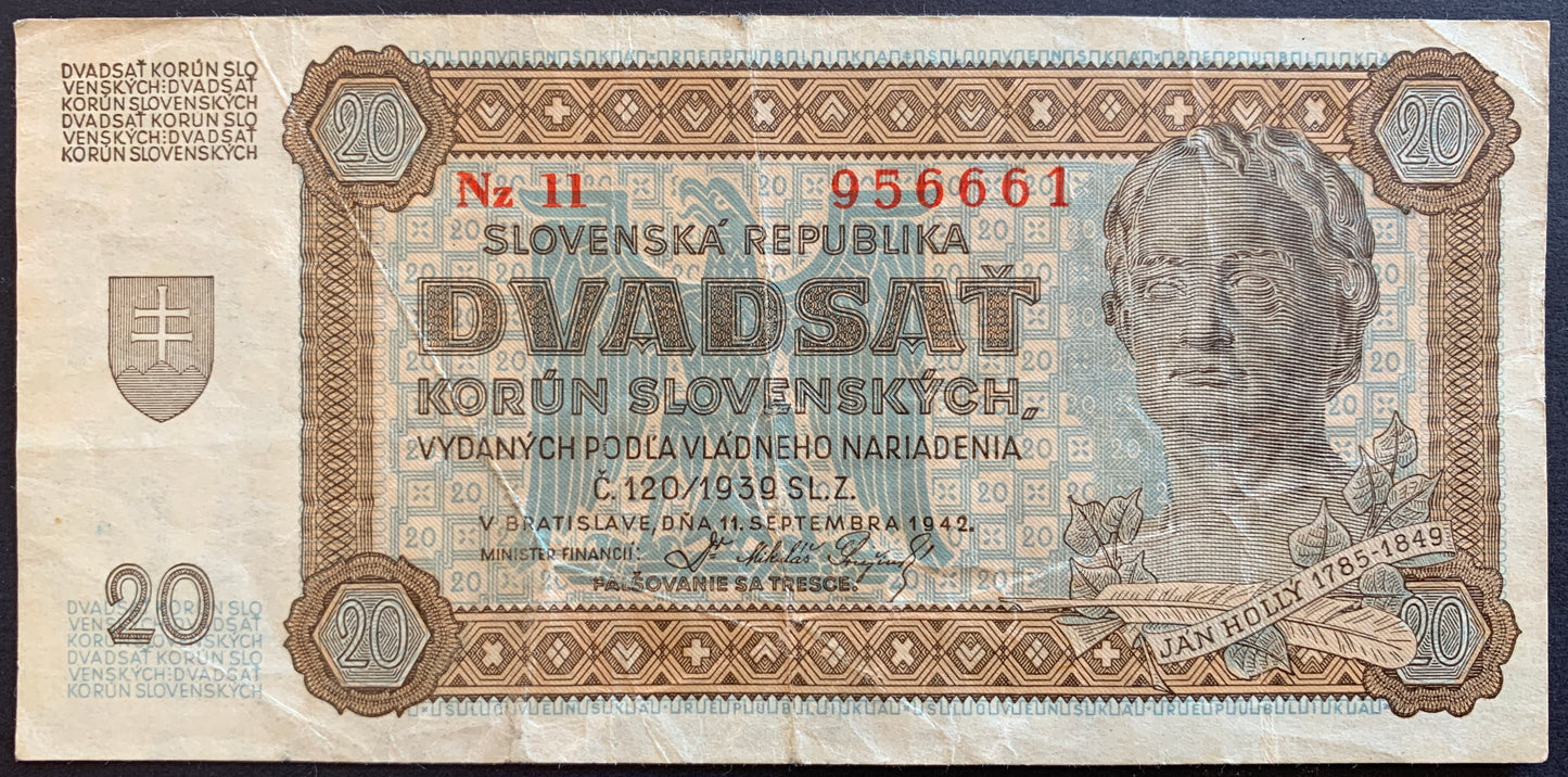 Slovakia 20 Korún 1942 P-7 VF