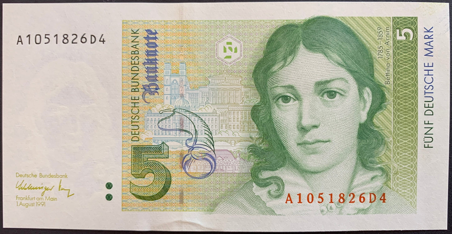 Germany 5 Deutsche Mark 1991 P-37 UNC