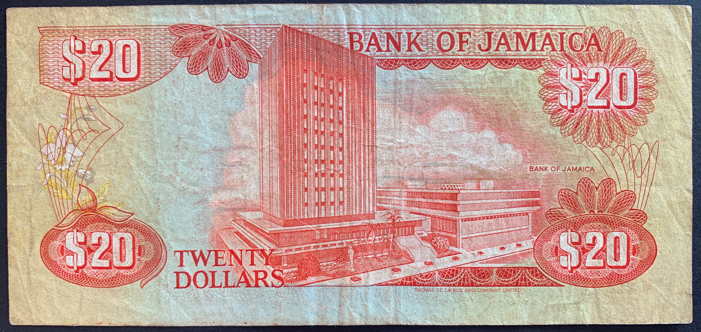 Jamaica 20 Dollars 1985 P-72a VF