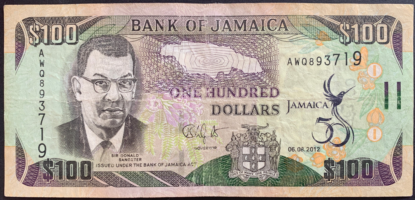 Jamaica 100 Dollars 2012 P-90 VF