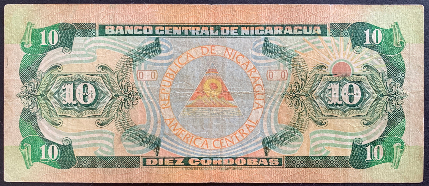 Nicaragua 10 Cordobas SERIES A 1990 P-175 F
