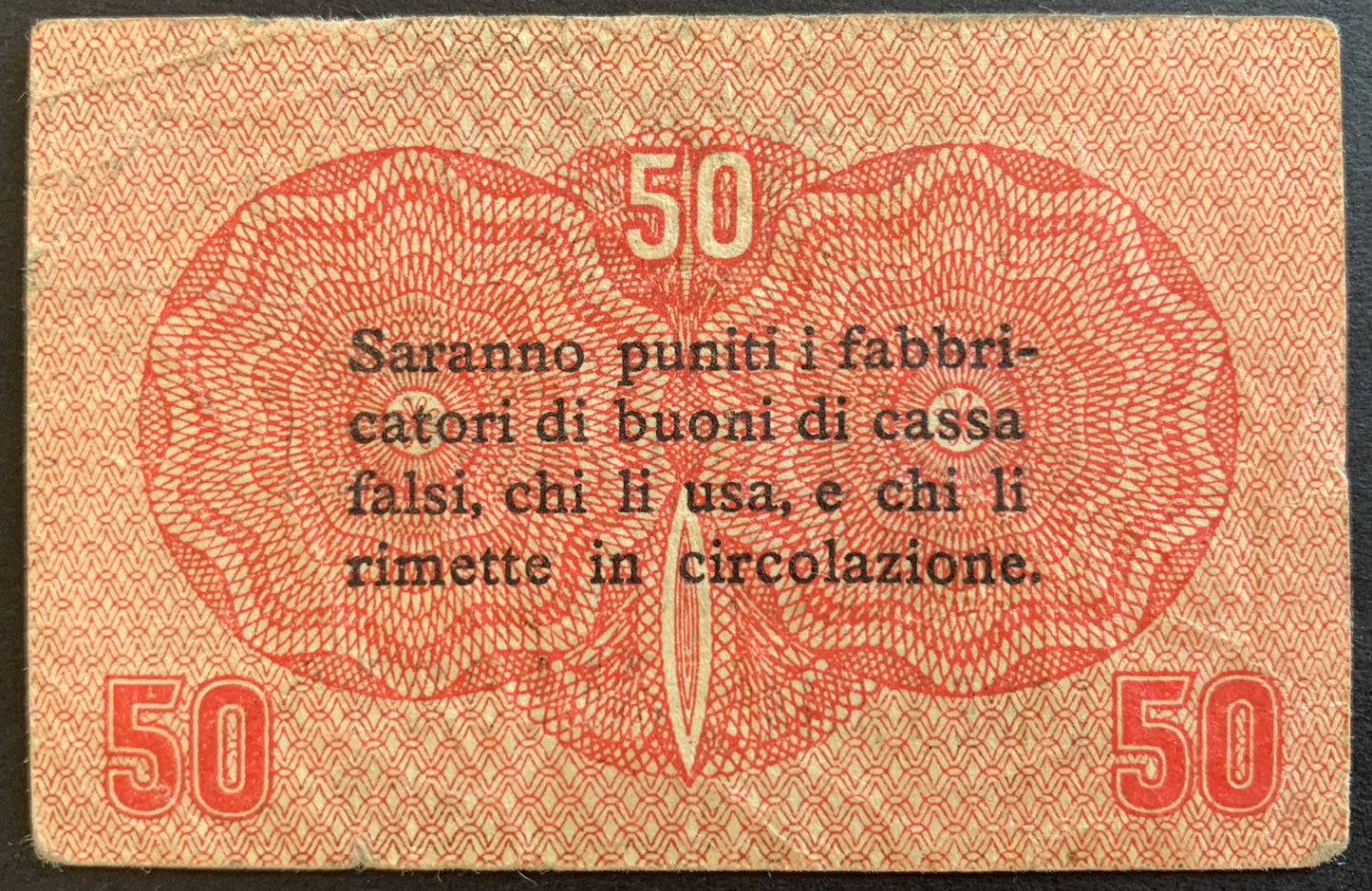 Italy, Cassa Veneta dei Prestiti 50 Centesimi 1918 P-M3 VF