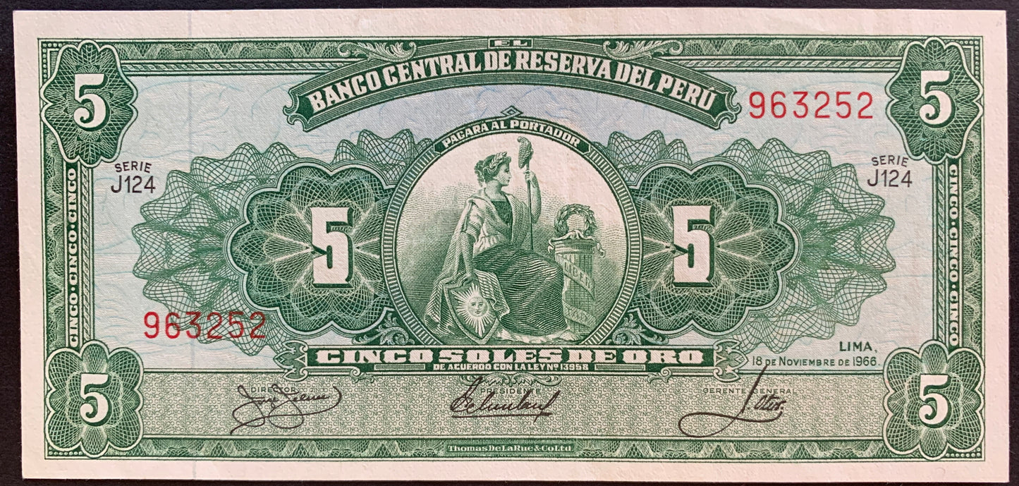 Perú 5 Soles de Oro 1966 P-83a VF