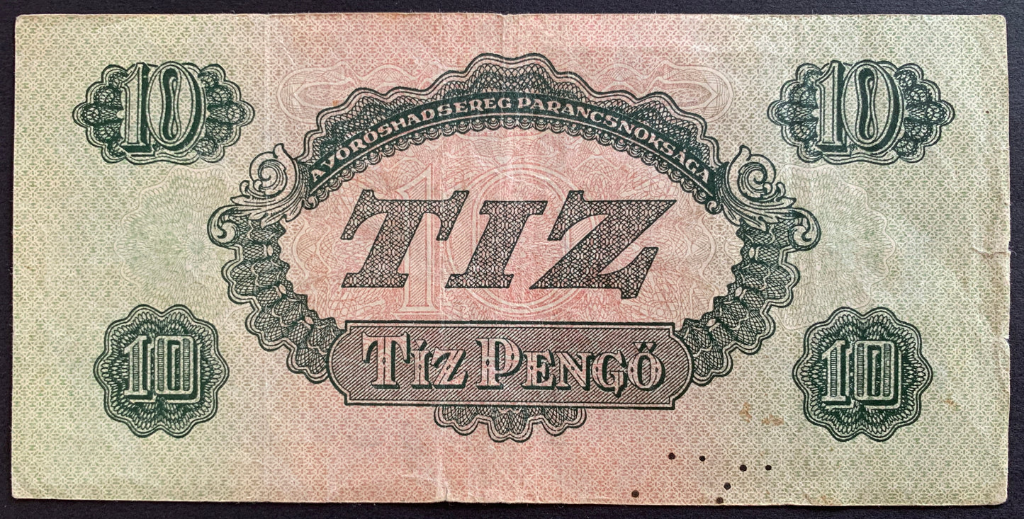 Hungary, russian occupation 10 Pengő 1944 P-M5 F back