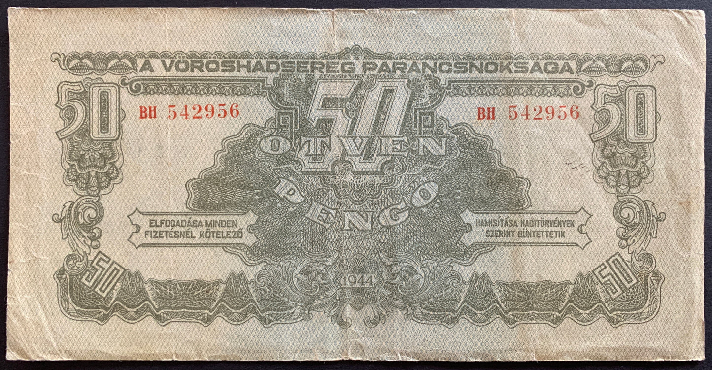 Hungary, russian occupation 50 Pengő 1944 P-M7 F obverse
