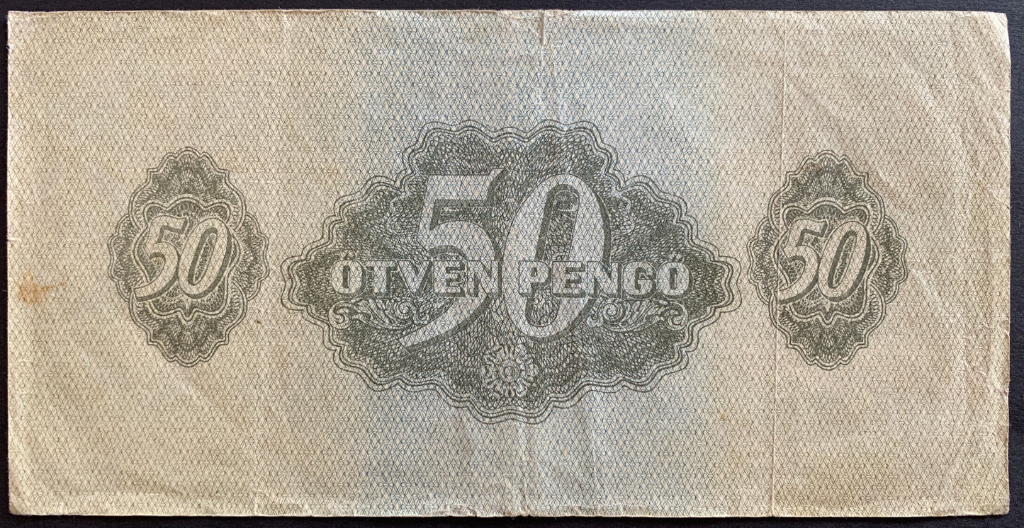 Hungary, russian occupation 50 Pengő 1944 P-M7 F reverse