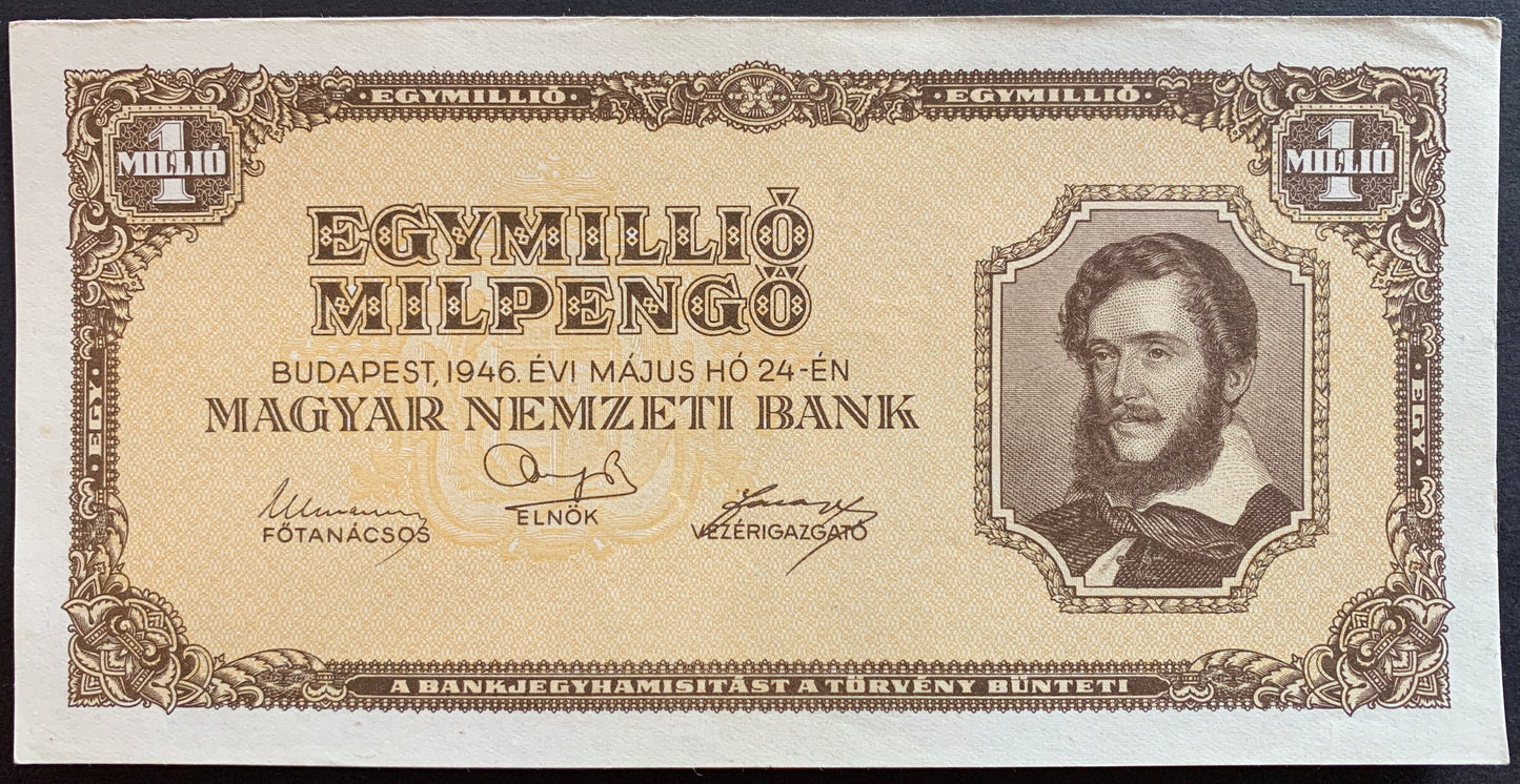 Hungary 1 million MILPengő 1946 P-128 EF face
