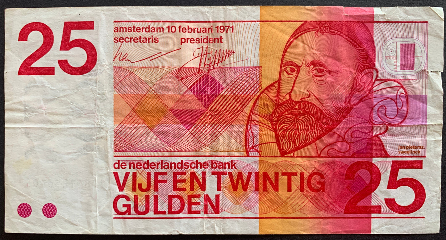 Netherlands 25 Gulden 1971 P-92b F