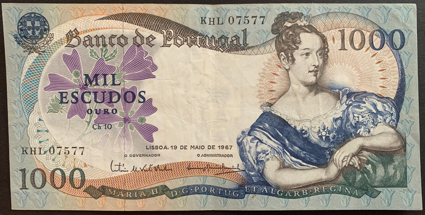 Portugal 1000 Escudos 1967 P-172a VF face
