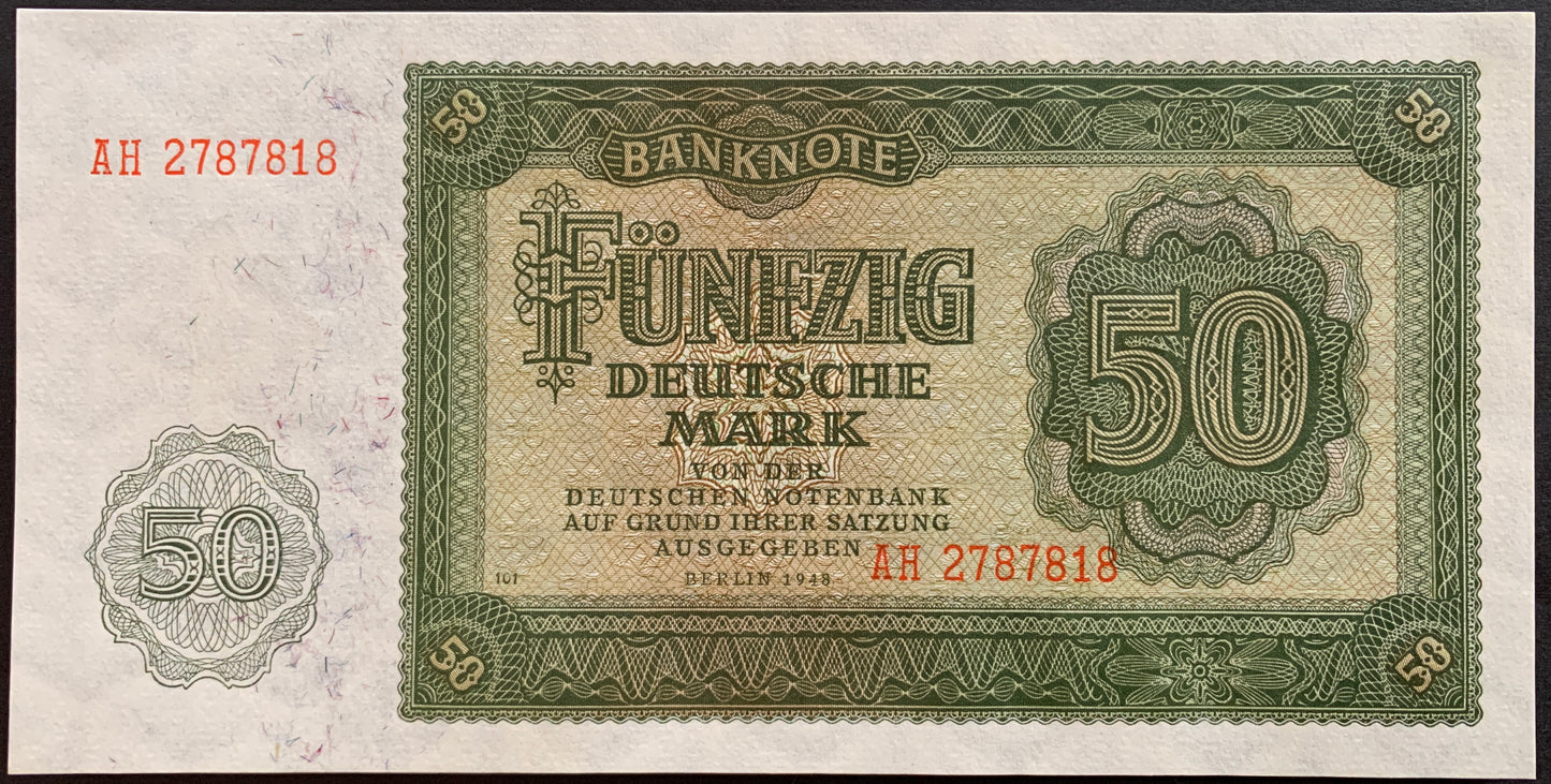 Germany 50 Deutsche Mark 1948 P-14b UNC vintage banknote face